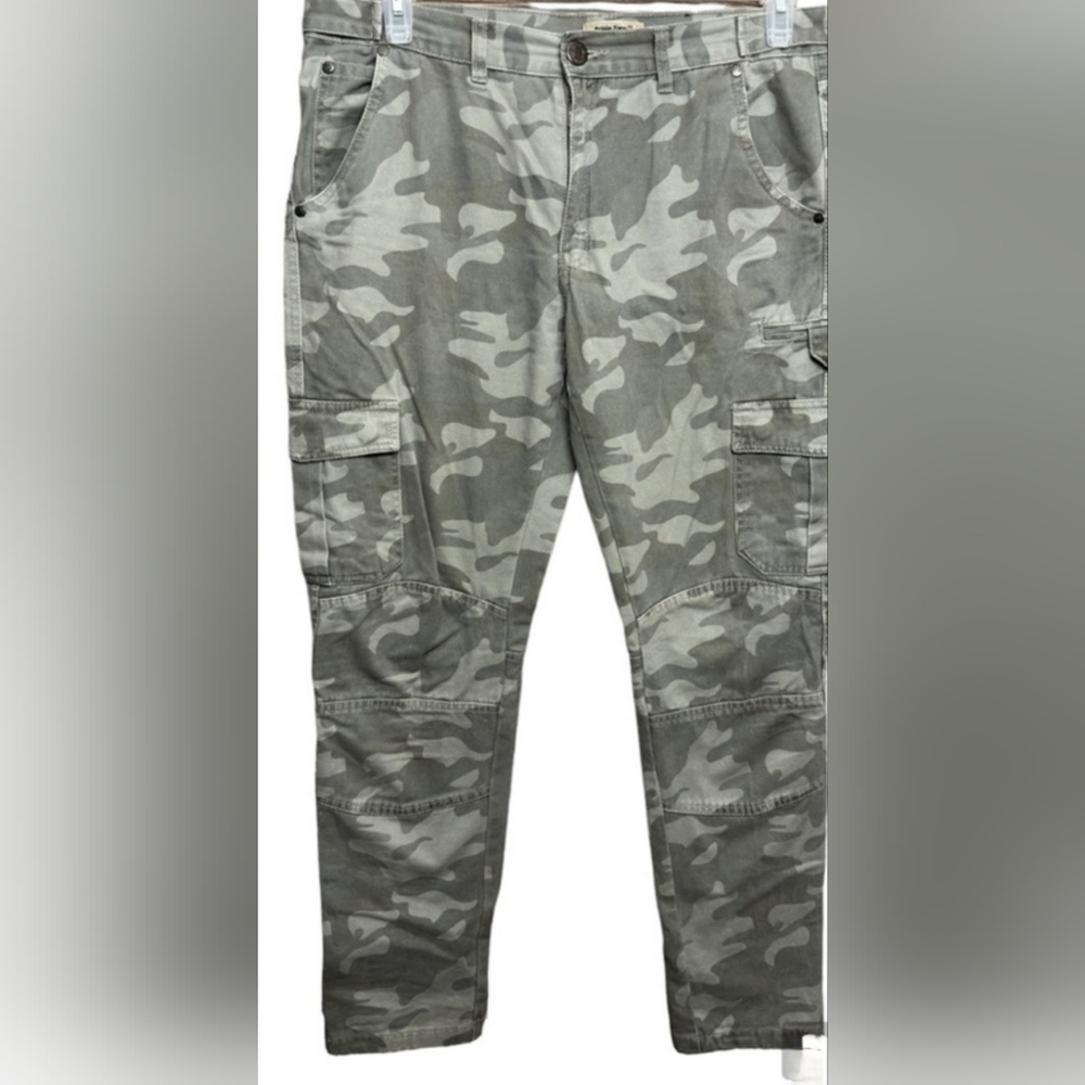 Vtg TRIPLE FIVE SOUL green camouflage Pants Mid Rise Sz 9 streetwear Y2K 90’s